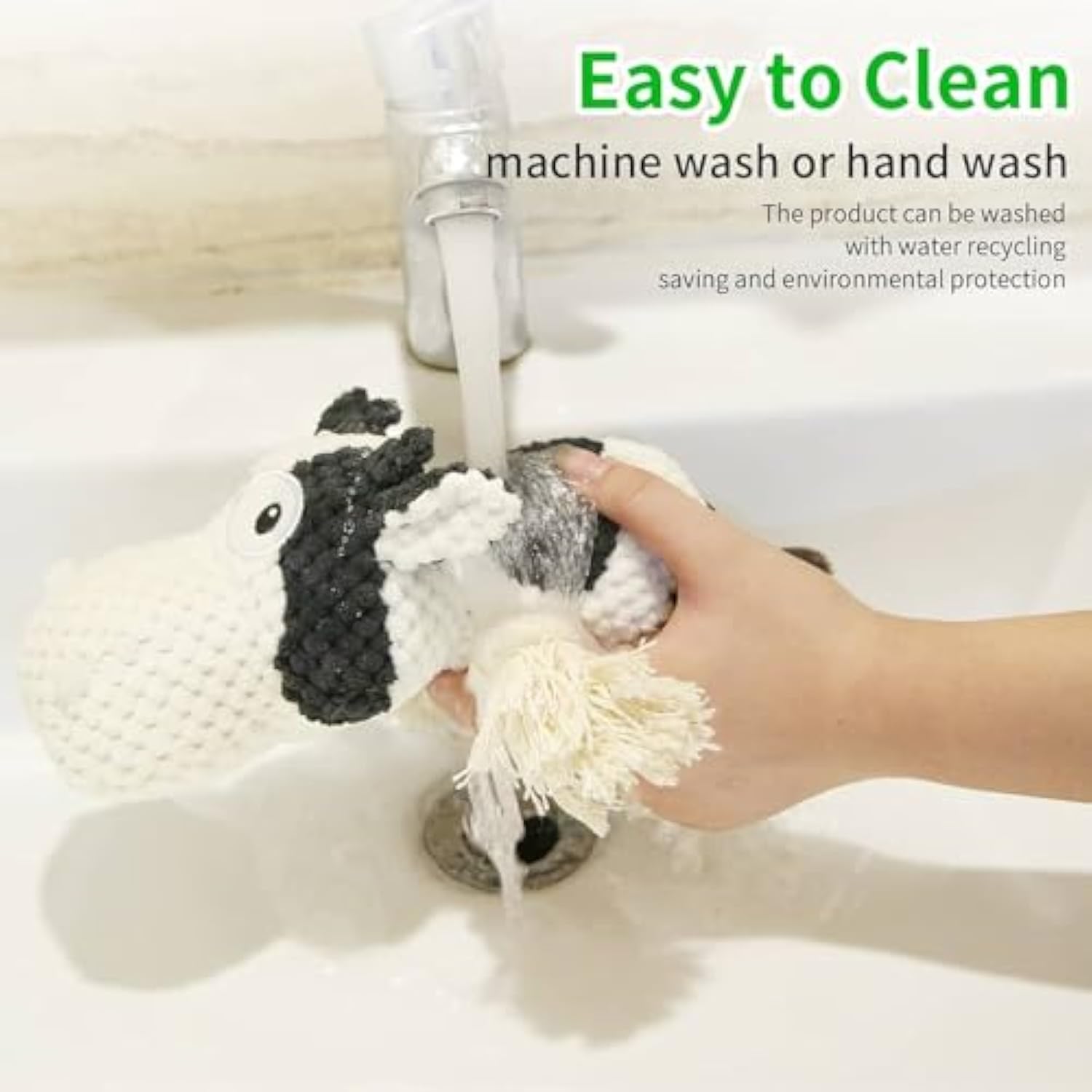 Squeaky Cow Dog Toy – Durable Plush Chew
