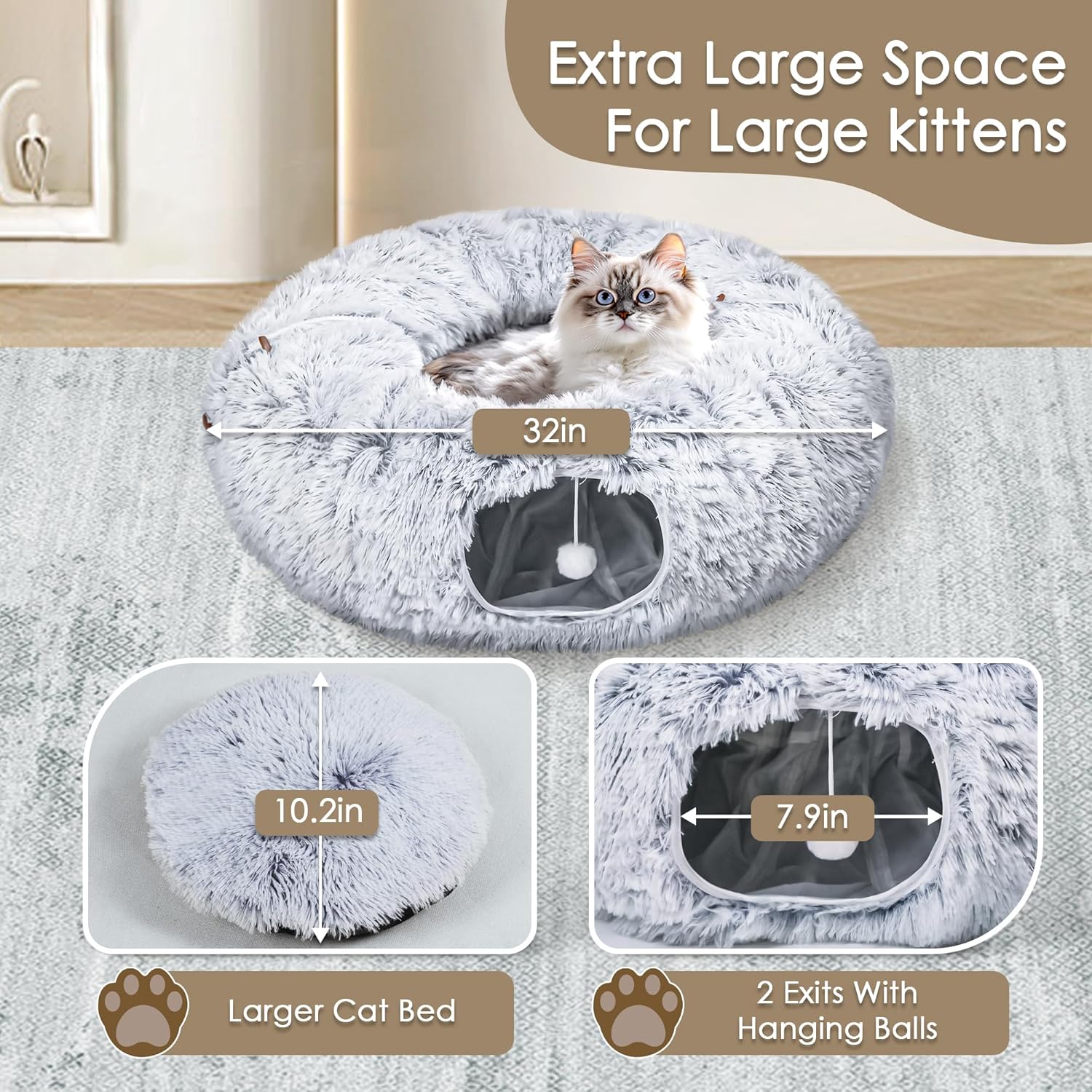 Peekaboo Cat Tunnel Bed – Indoor Play & Sleep