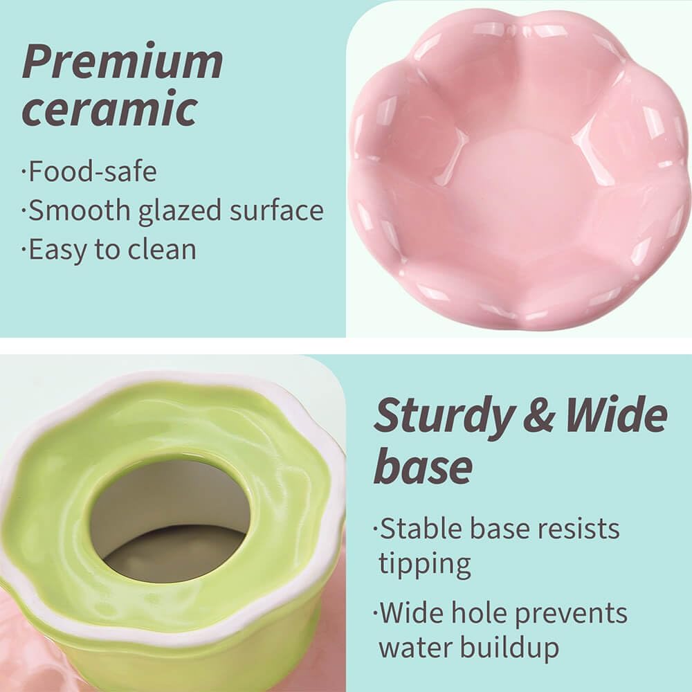 Cute Flower Cat Bowl – Elevated, Wide & Comfortable