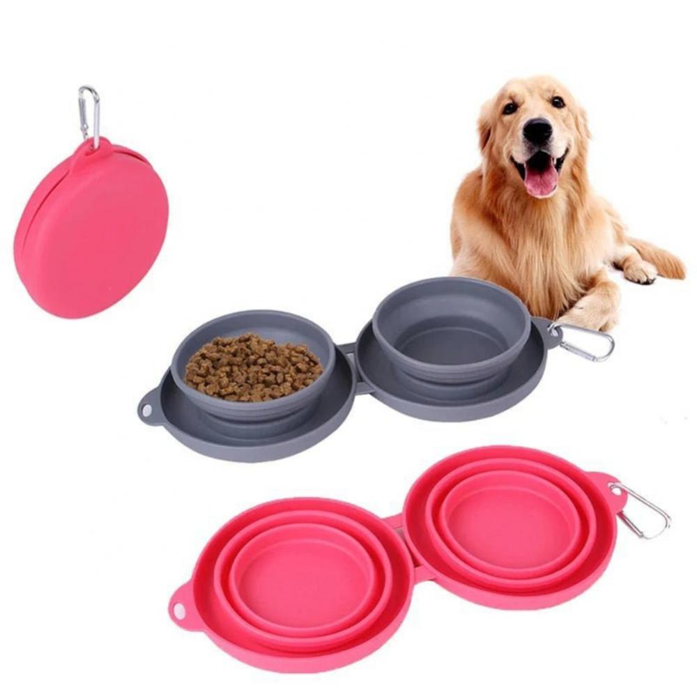 Rubber Double Pet Bowl – Foldable Feeding Dish