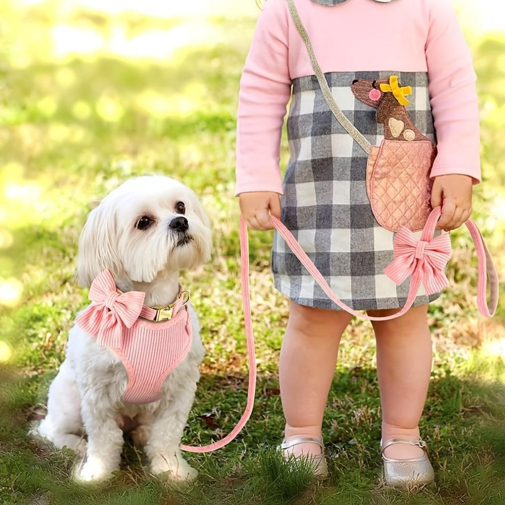 Pet Bow Harness – Collar Traction Vest