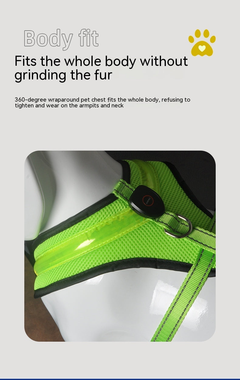 LED Dog Harness – USB Rechargeable Reflective Vest