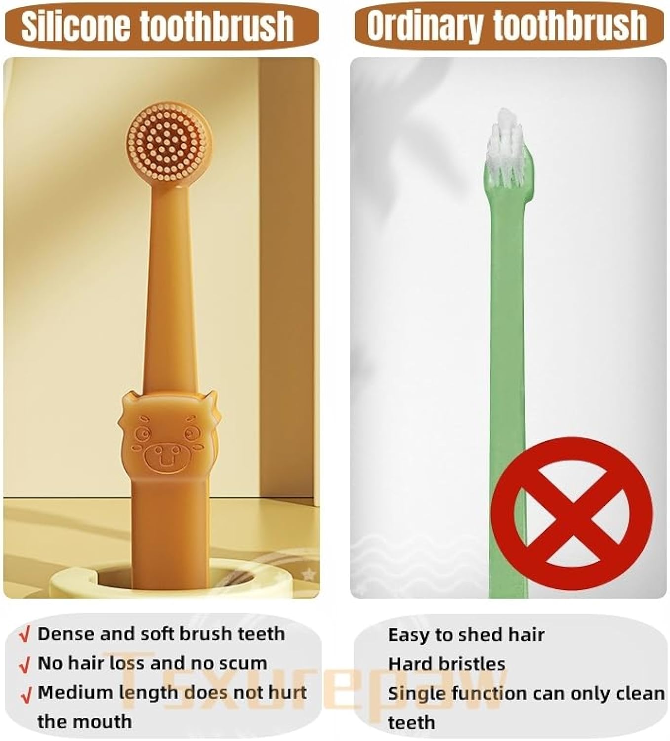 360° Silicone Pet Toothbrush for Easy Dental Care
