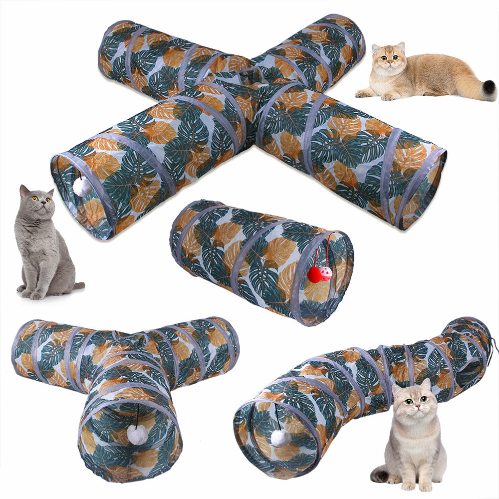 Foldable Cat Tunnel – Printed Play Toy