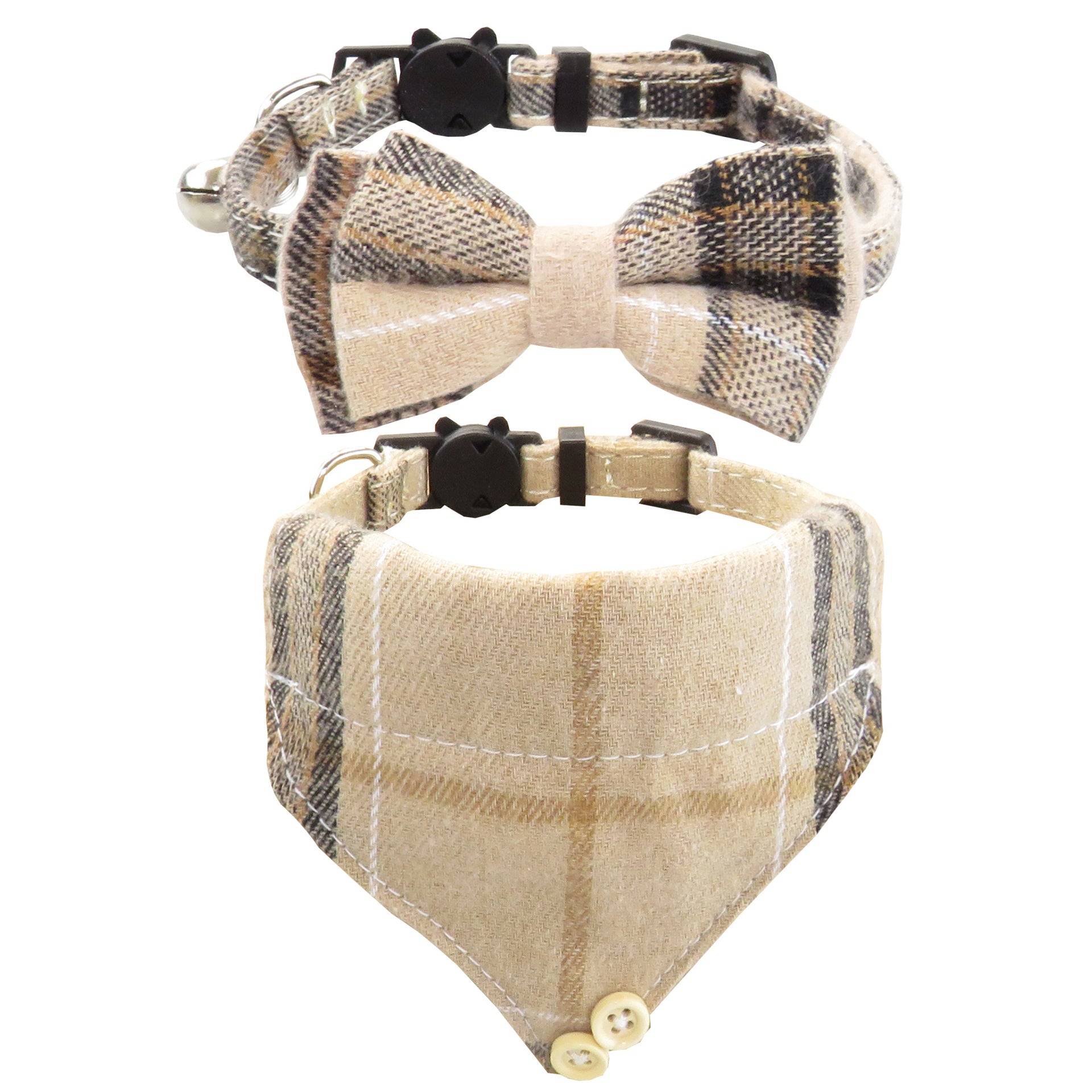 Plaid Bow Tie pet Collar – Adjustable Breakaway Design