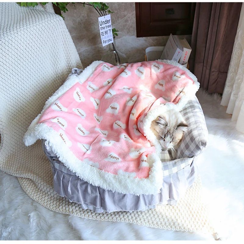 Thick Lamb Fleece Pet Blanket – Soft Winter Dog Cat Cushion