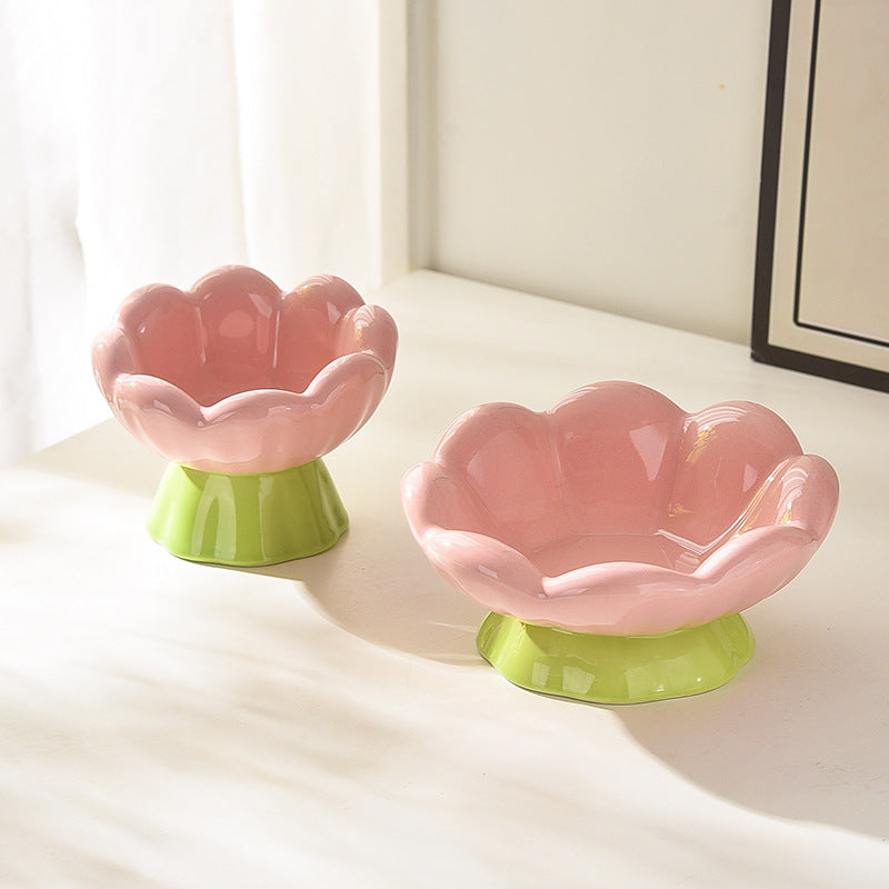 Cute Flower Cat Bowl – Elevated, Wide & Comfortable