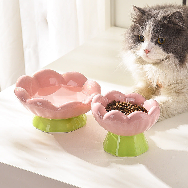 Cute Flower Cat Bowl – Elevated, Wide & Comfortable