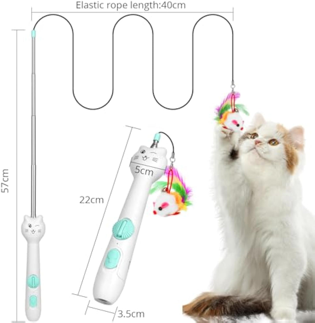Interactive Cat Toy – Laser Pointer & Feather Wand