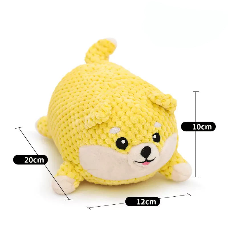 Calming Stuffed Dog Toy – Squeaky Plush Chew Pillow