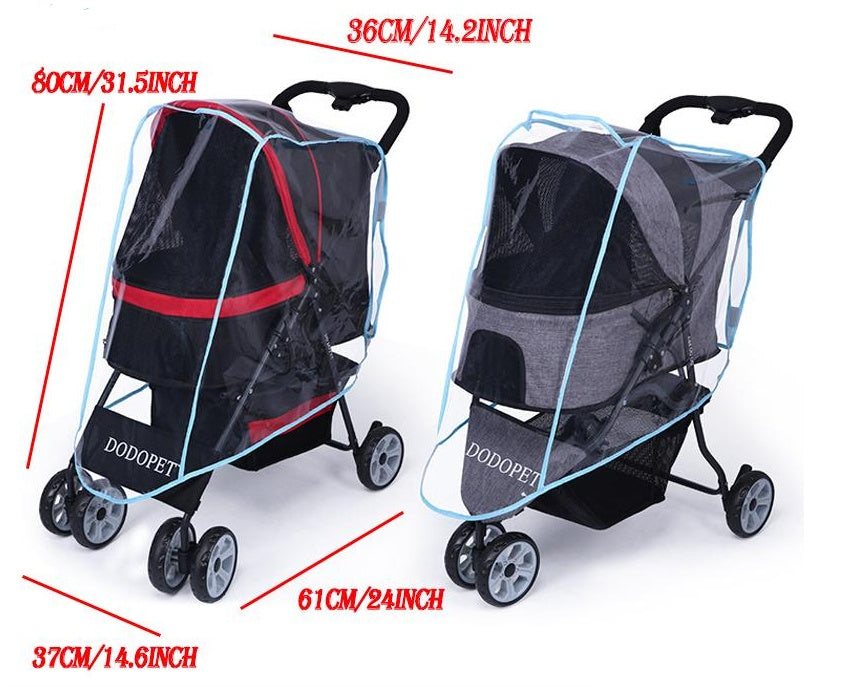 Dog & Cat Stroller Raincoat – Wind & Rain Protection for Pets
