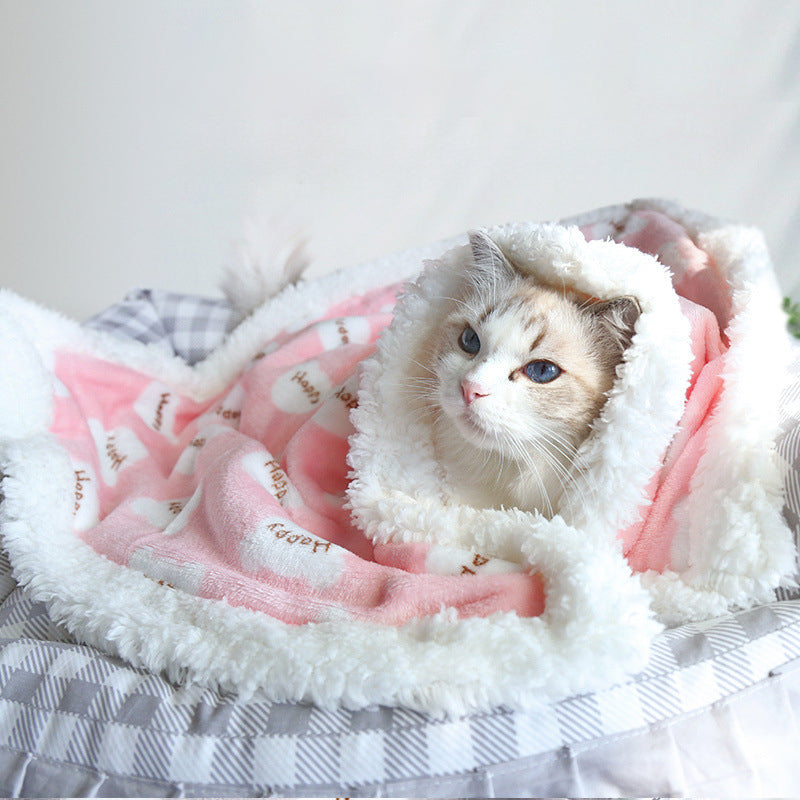 Thick Lamb Fleece Pet Blanket – Soft Winter Dog Cat Cushion