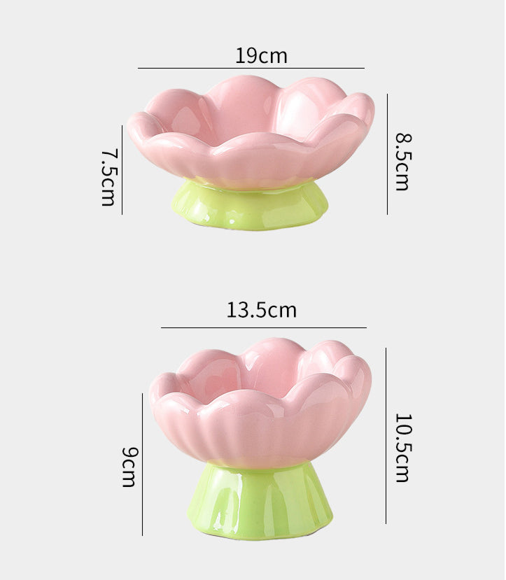 Cute Flower Cat Bowl – Elevated, Wide & Comfortable