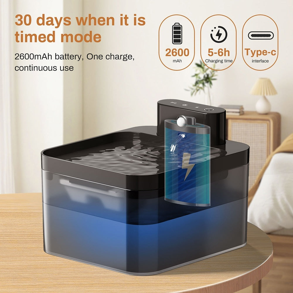 Stainless Steel Smart Pet Water Fountain – USB Powered