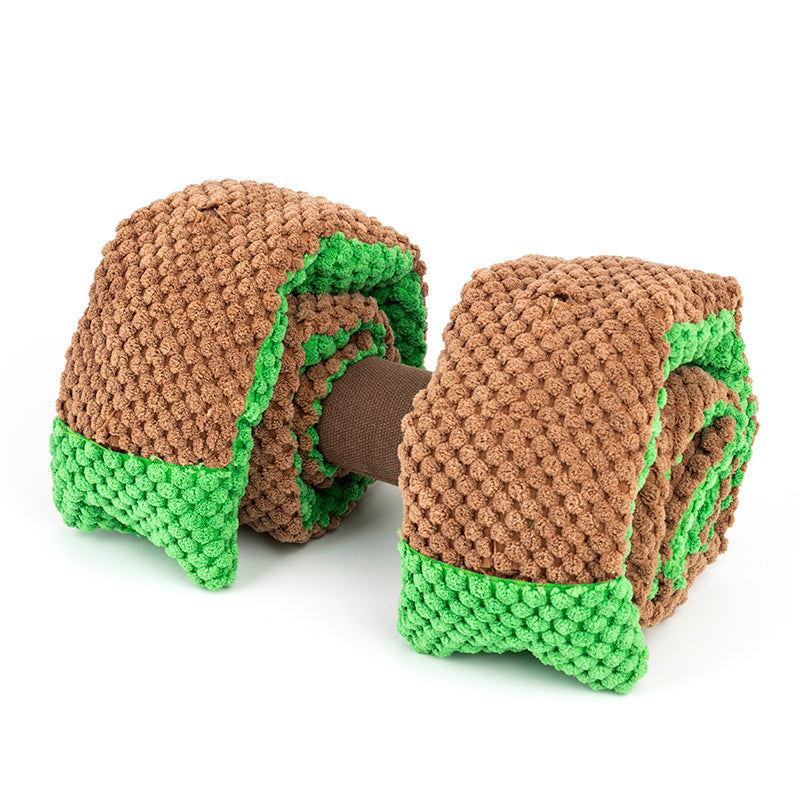 Plush Dumbbell Pet Toy – Snuffle Puzzle Feeder