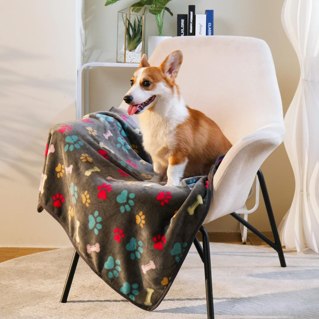 Dog Paw Print Blanket – Warm Pet Throw