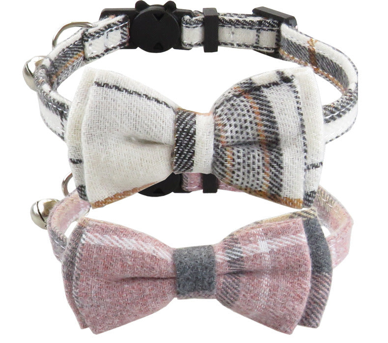 Plaid Bow Tie pet Collar – Adjustable Breakaway Design