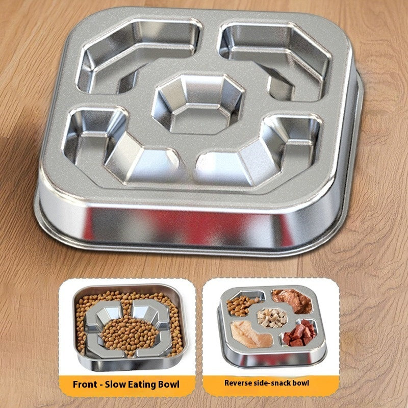 Square Stainless Steel Slow Feeder Bowl for Pets