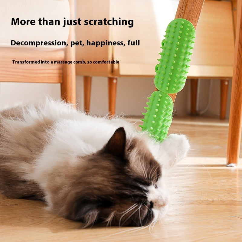 Self-Cleaning Cat Corner Scratcher and Hair Removal Brush