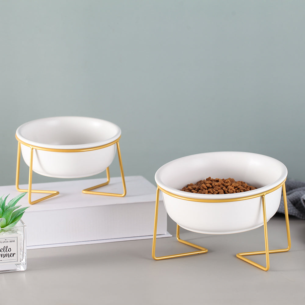 Tilted Ceramic Cat Bowl – Comfortable Mess Free Feeding