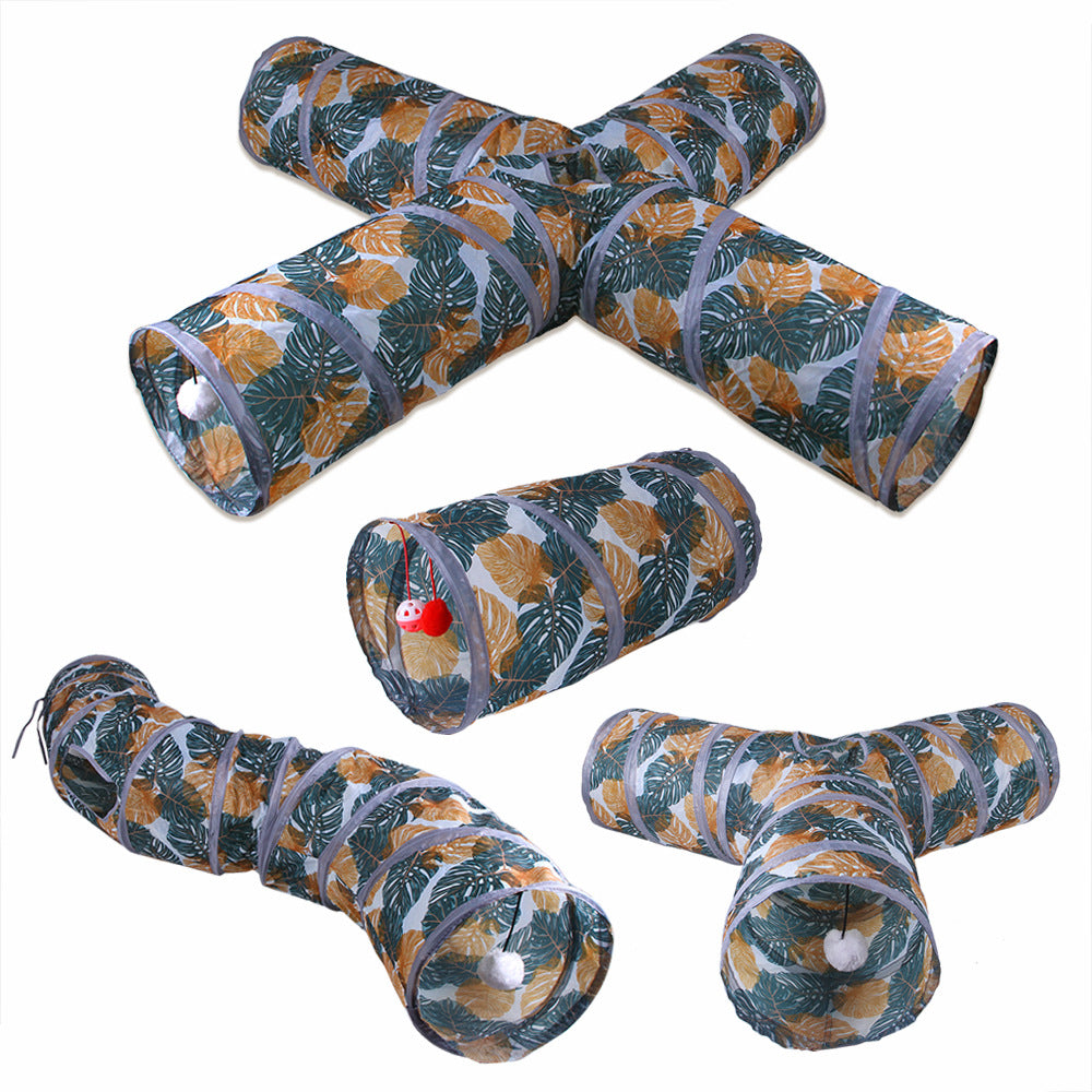 Foldable Cat Tunnel – Printed Play Toy