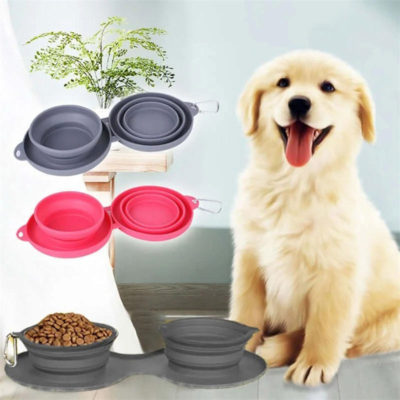 Rubber Double Pet Bowl – Foldable Feeding Dish