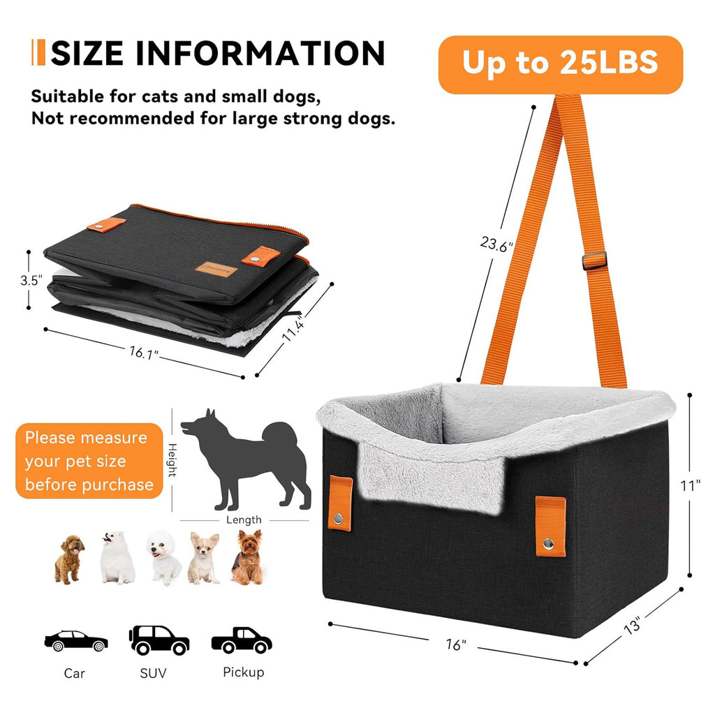 Small Dog Car Seat – Portable Booster with Safety Leash
