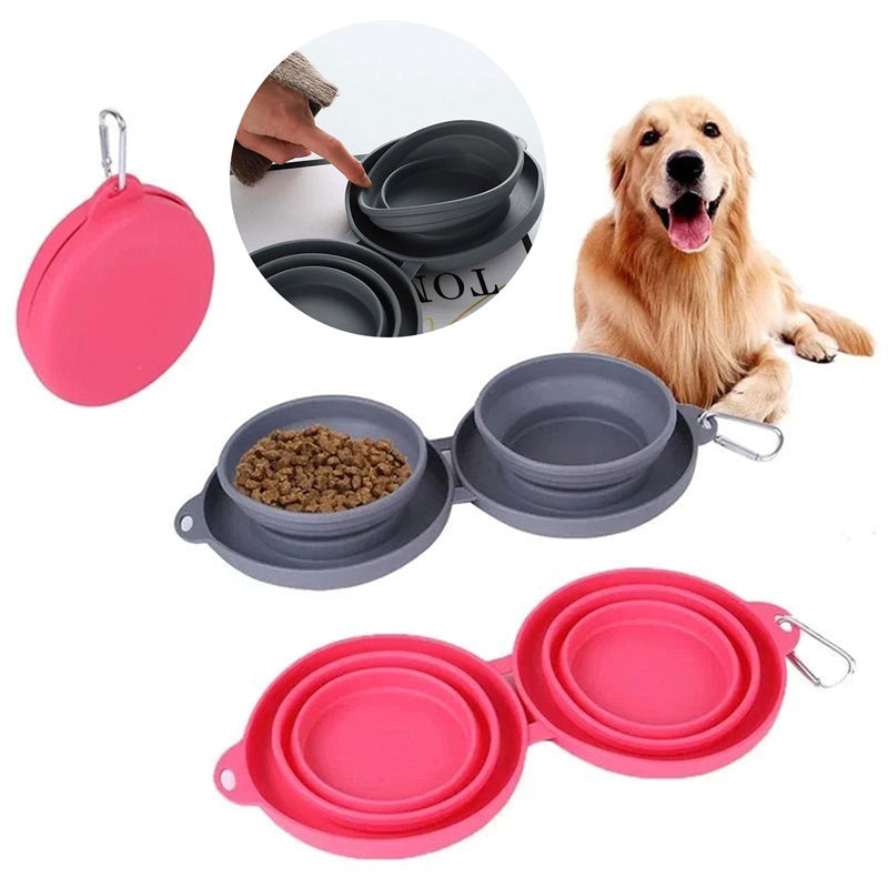 Rubber Double Pet Bowl – Foldable Feeding Dish