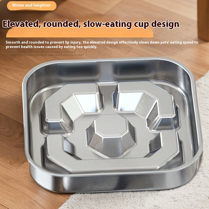 Square Stainless Steel Slow Feeder Bowl for Pets