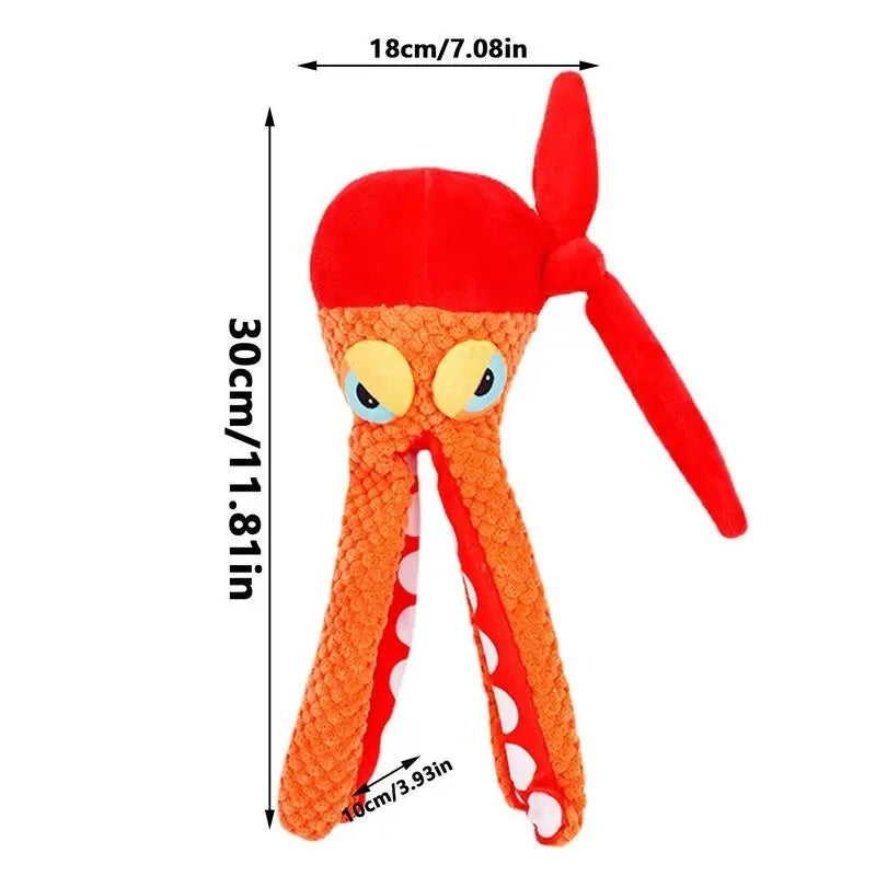 Octopus Plush Dog Toy – Squeaky Teeth Cleaning Chew