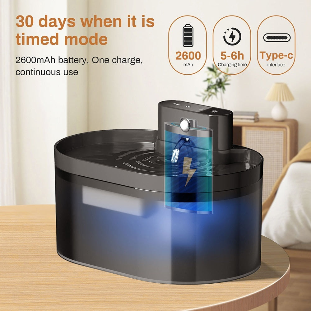 Stainless Steel Smart Pet Water Fountain – USB Powered