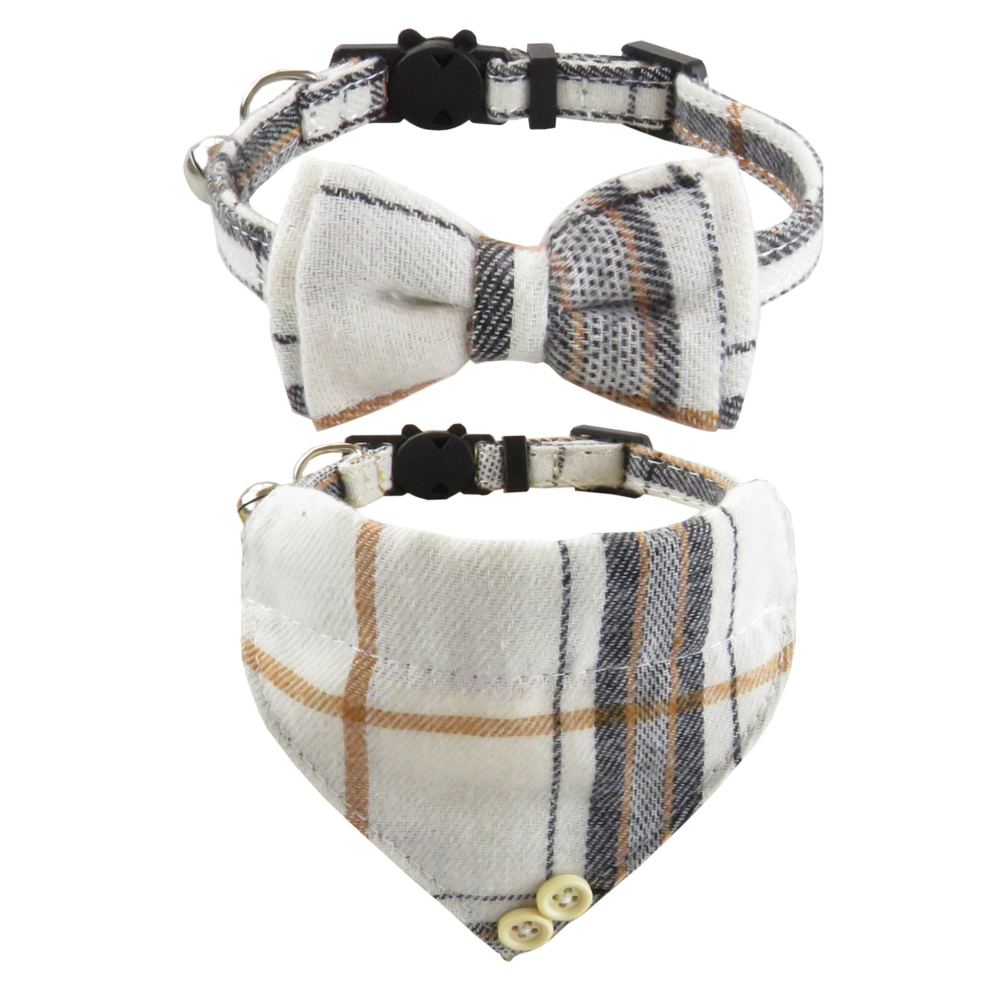 Plaid Bow Tie pet Collar – Adjustable Breakaway Design