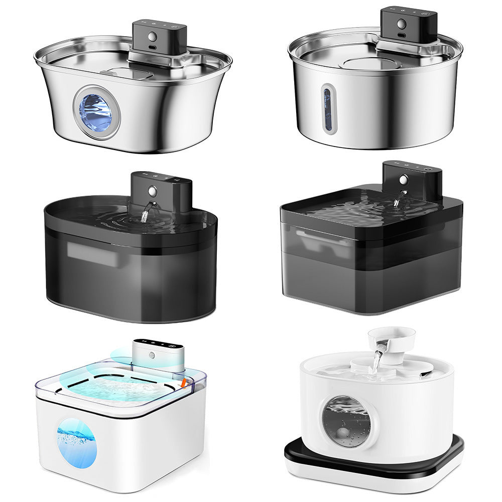 Stainless Steel Smart Pet Water Fountain – USB Powered