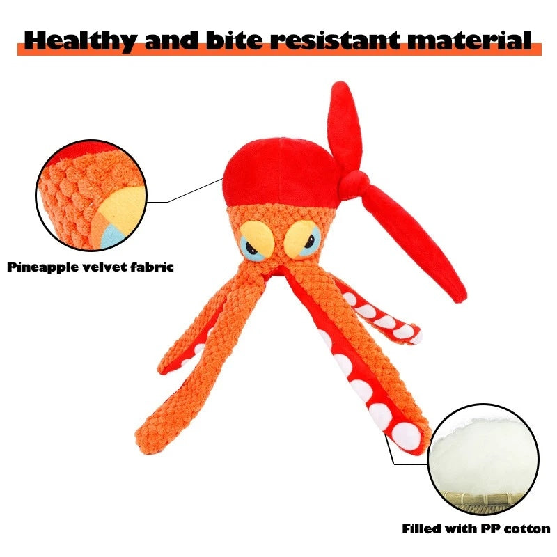 Octopus Plush Dog Toy – Squeaky Teeth Cleaning Chew