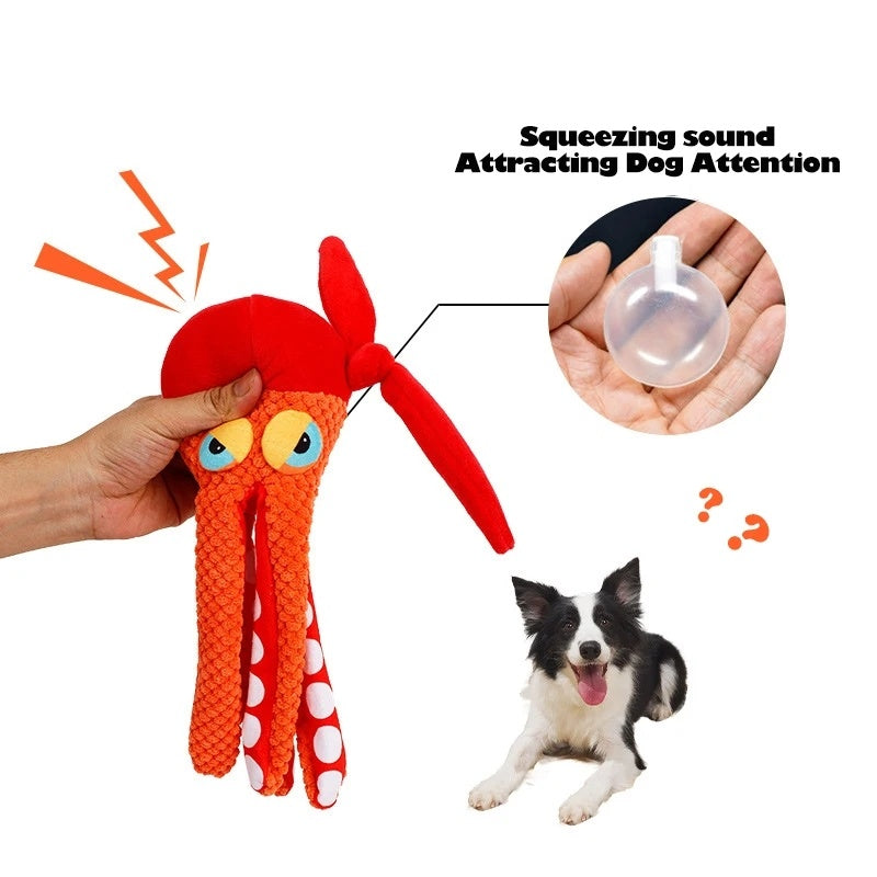 Octopus Plush Dog Toy – Squeaky Teeth Cleaning Chew
