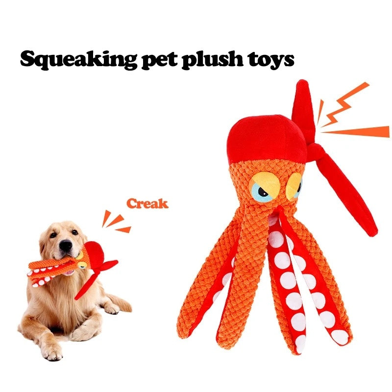 Octopus Plush Dog Toy – Squeaky Teeth Cleaning Chew