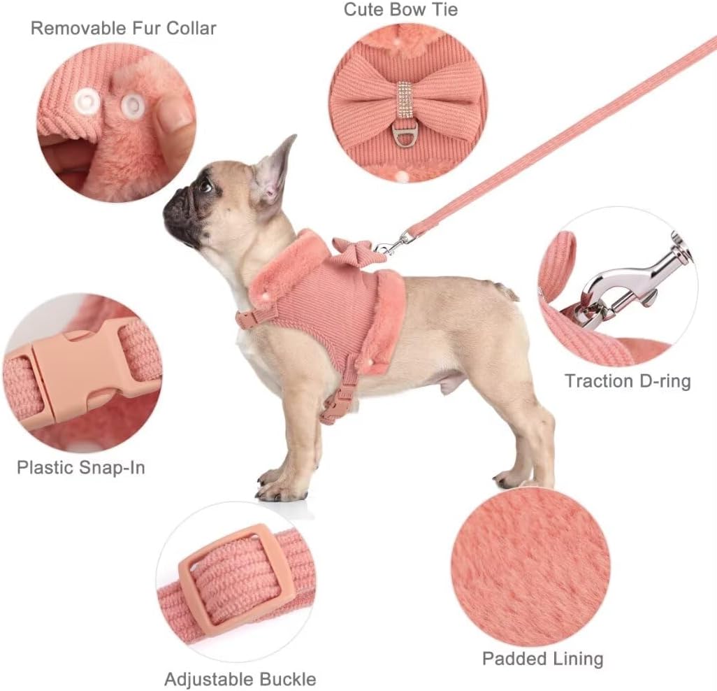 Cute Small Dog Harness Set – Bow Tie Design