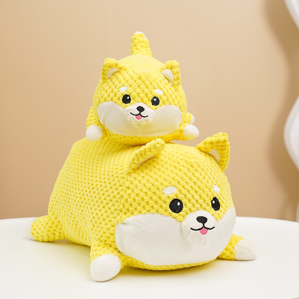 Calming Stuffed Dog Toy – Squeaky Plush Chew Pillow