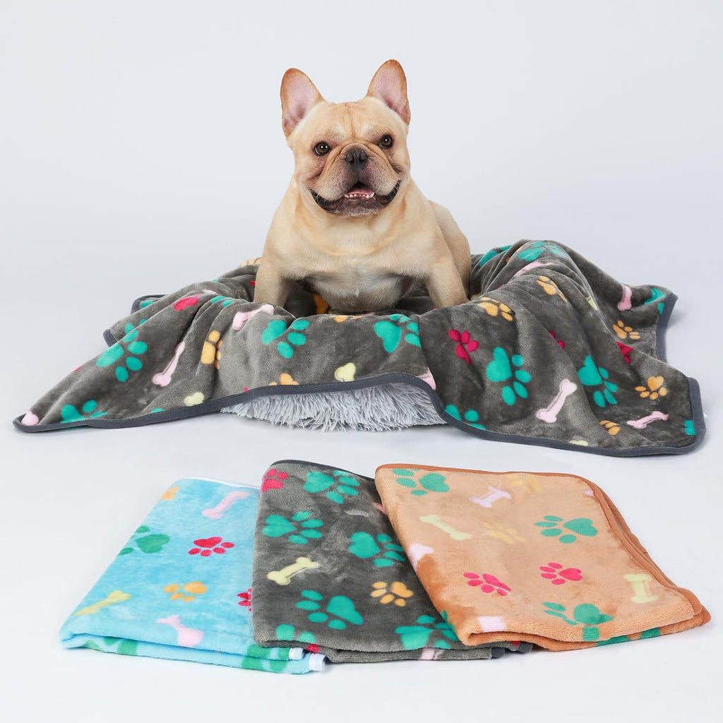 Dog Paw Print Blanket – Warm Pet Throw