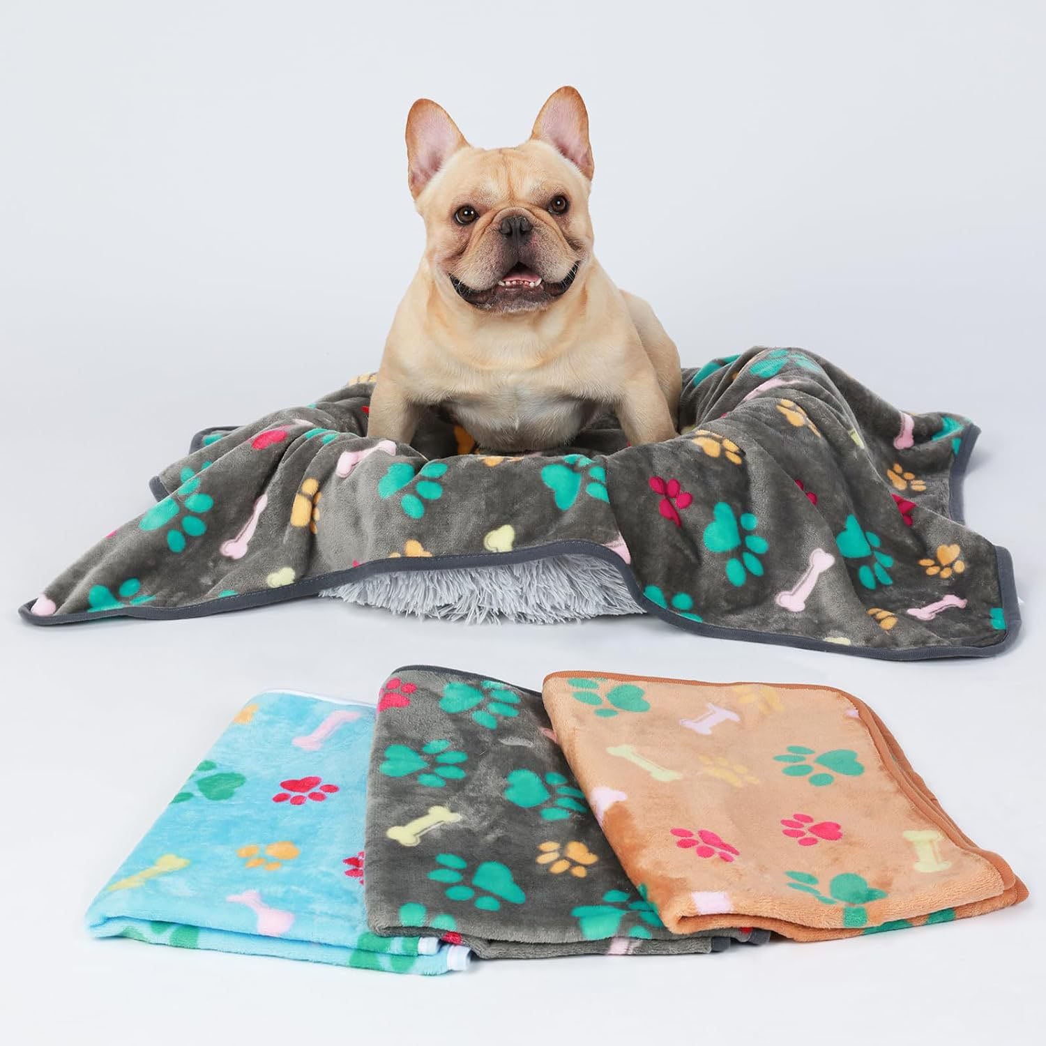 Dog Paw Print Blanket – Warm Pet Throw