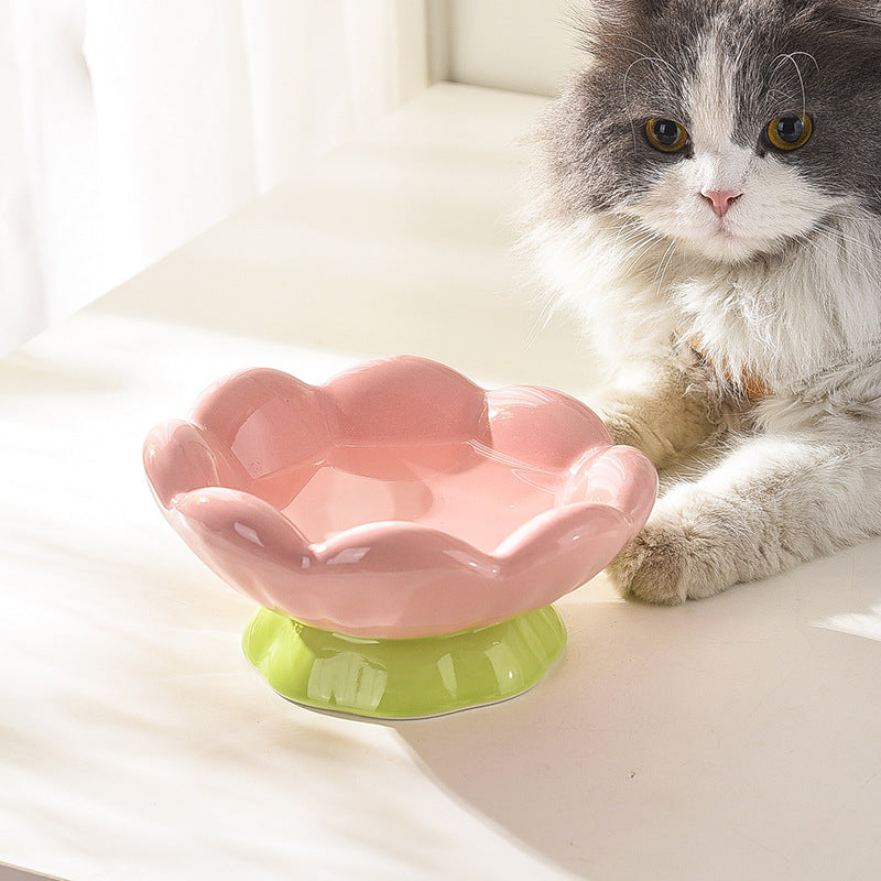 Cute Flower Cat Bowl – Elevated, Wide & Comfortable