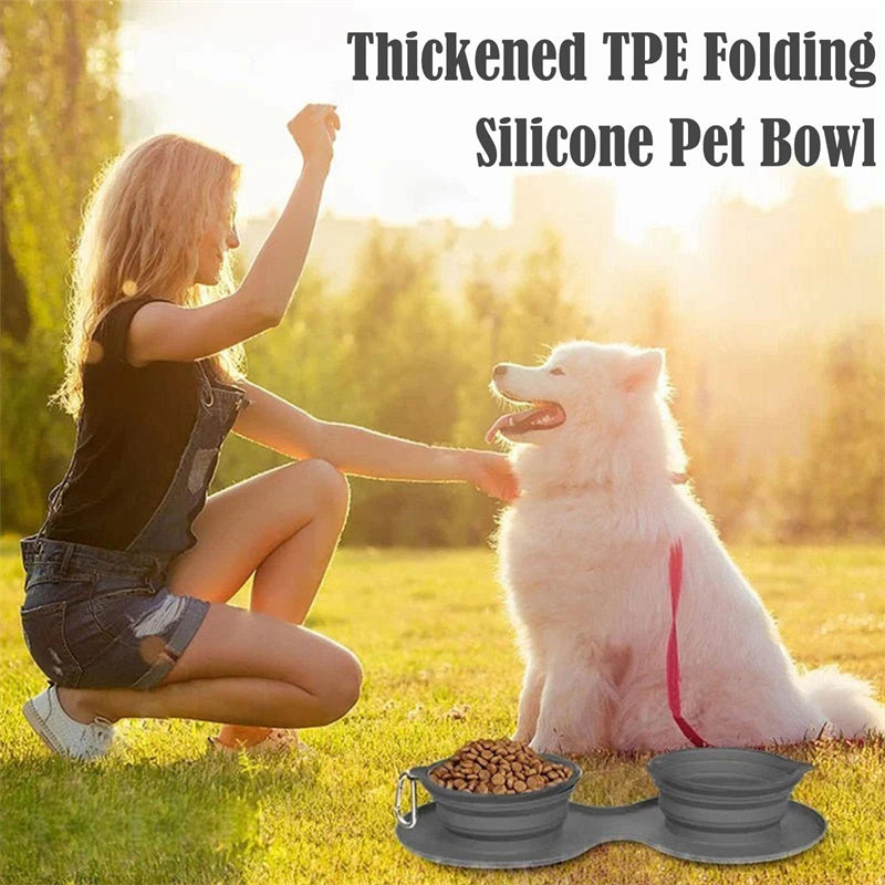 Rubber Double Pet Bowl – Foldable Feeding Dish