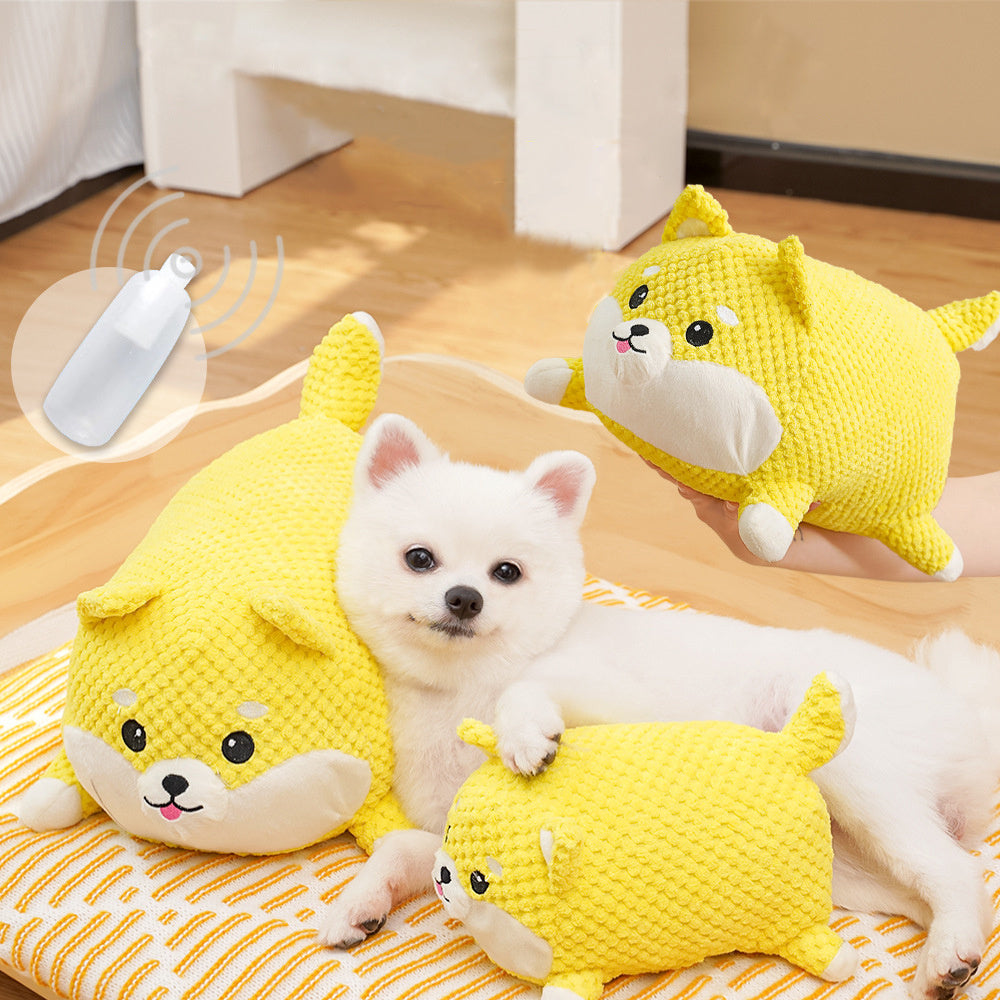 Calming Stuffed Dog Toy – Squeaky Plush Chew Pillow