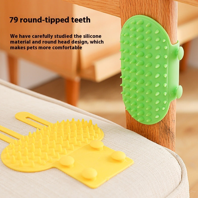 Self-Cleaning Cat Corner Scratcher and Hair Removal Brush