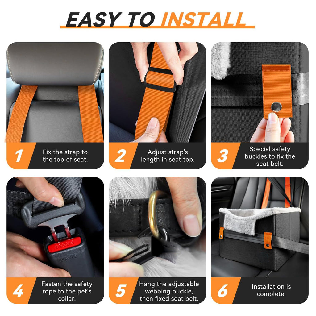 Small Dog Car Seat – Portable Booster with Safety Leash