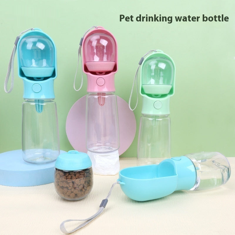 Portable Dog Water Bottle with Grain Storage – Travel Drinking Cup for Pets