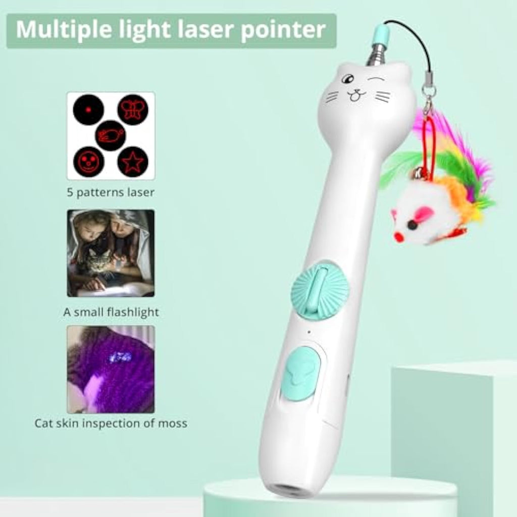 Interactive Cat Toy – Laser Pointer & Feather Wand