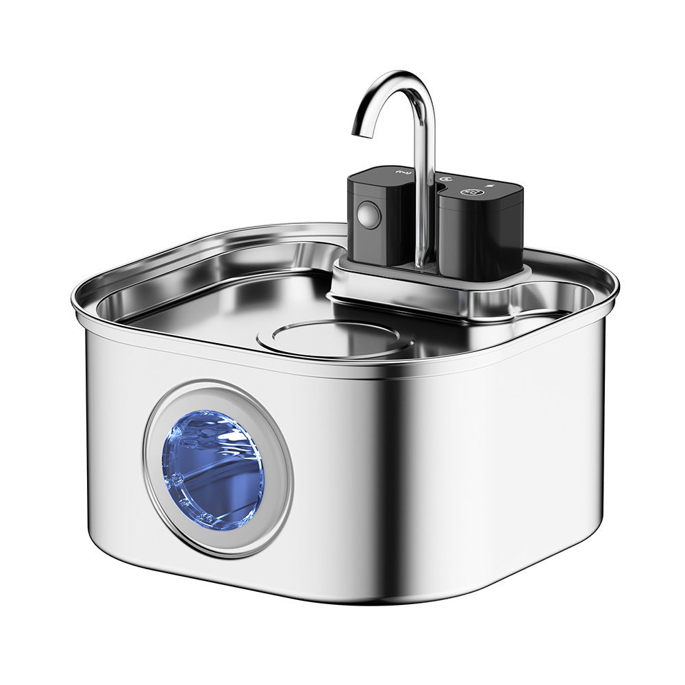 Stainless Steel Smart Pet Water Fountain – USB Powered