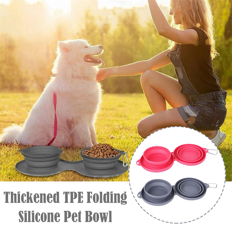 Rubber Double Pet Bowl – Foldable Feeding Dish