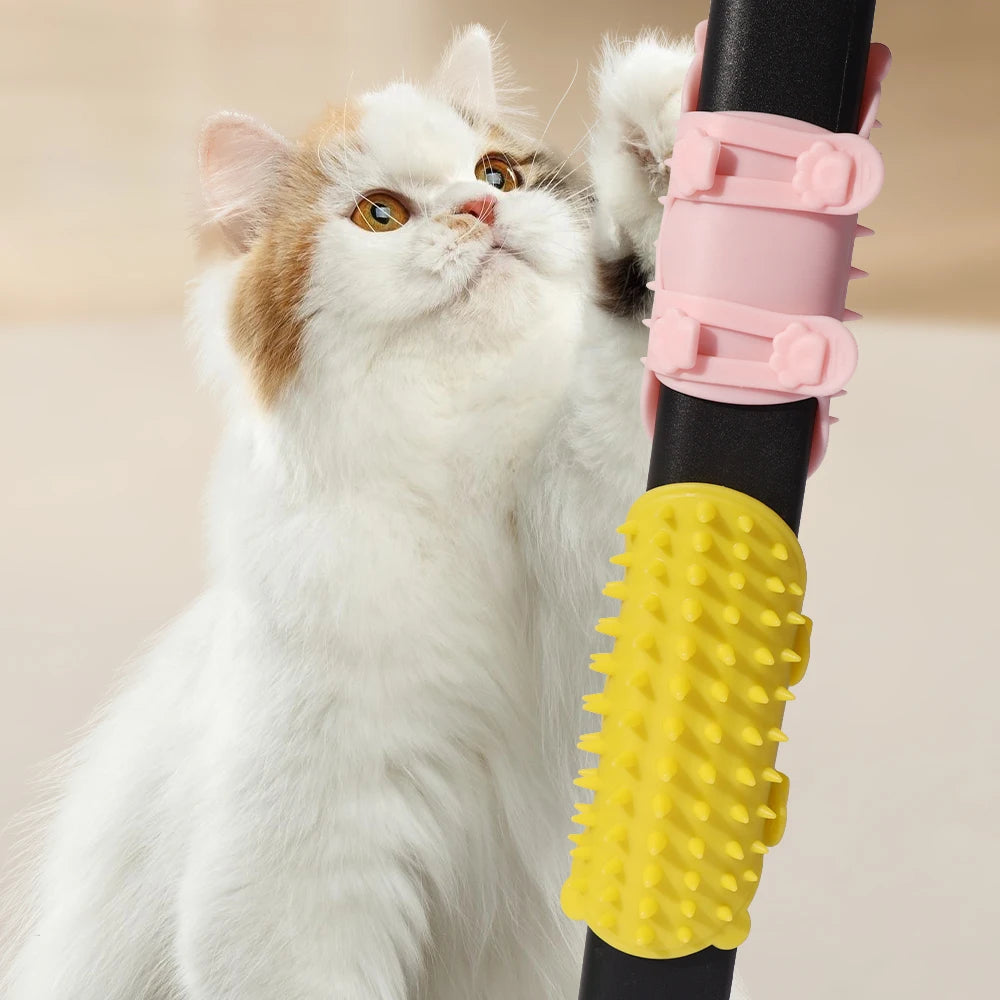 Self-Cleaning Cat Corner Scratcher and Hair Removal Brush